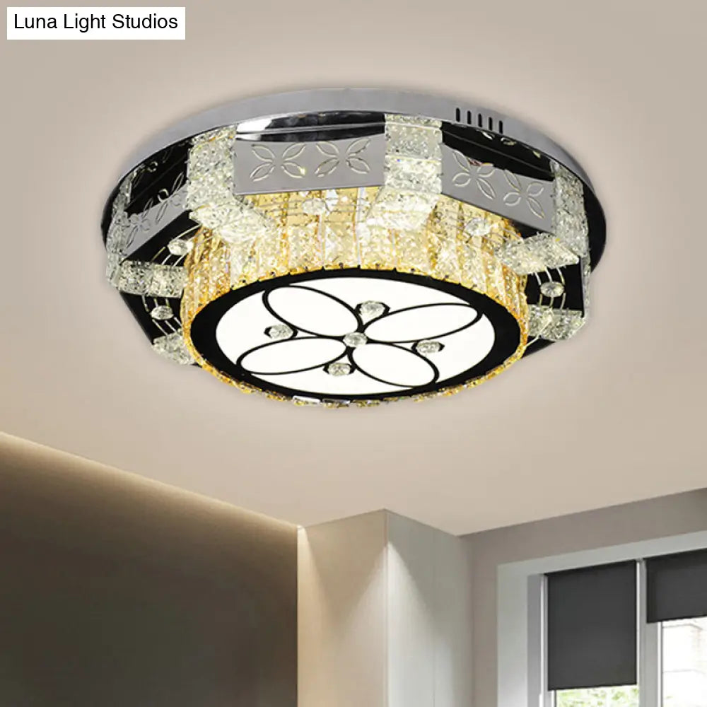 Modern Stainless - Steel Led Ceiling Light With Crystal Twisted/Oval Pattern