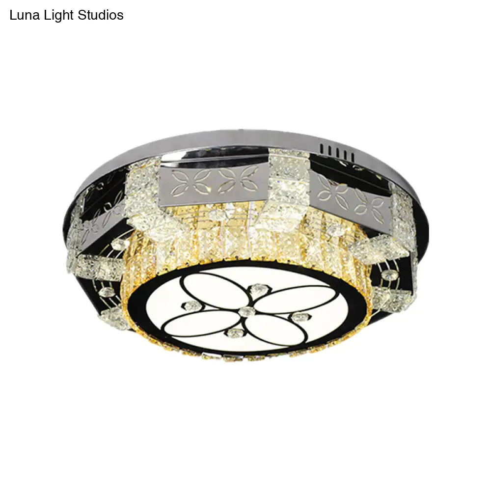 Modern Stainless - Steel Led Ceiling Light With Crystal Twisted/Oval Pattern