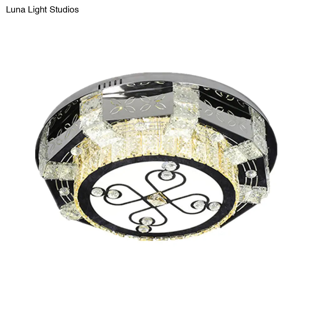 Modern Stainless - Steel Led Ceiling Light With Crystal Twisted/Oval Pattern