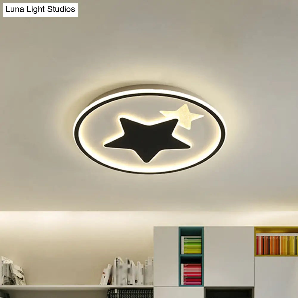 Modern Star Ceiling Light: Acrylic Led Cartoon Lamp In Black/Pink/Blue
