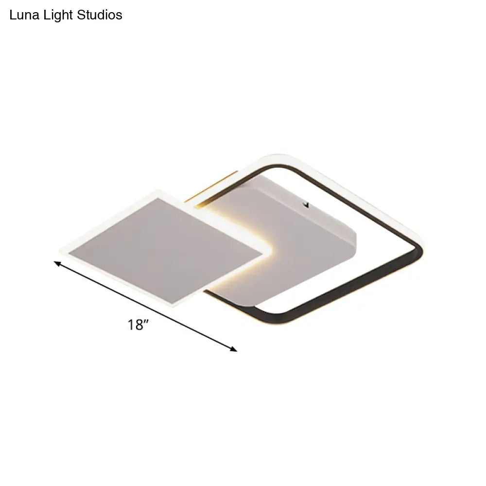 Modern Strewed Design Square Flush Led Ceiling Light For Bedroom - 18’/24.5’ Warm/White Black -