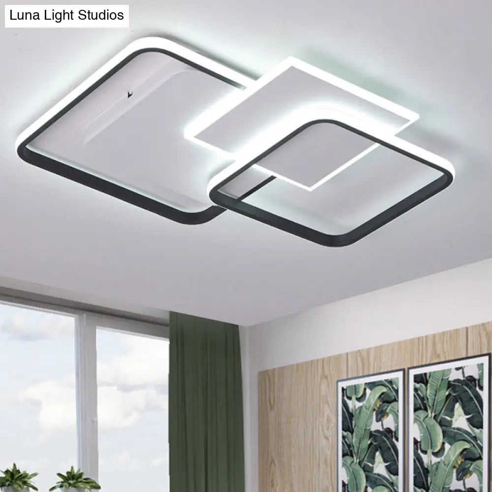 Modern Strewed Design Square Flush Led Ceiling Light For Bedroom - 18’/24.5’ Warm/White Black -