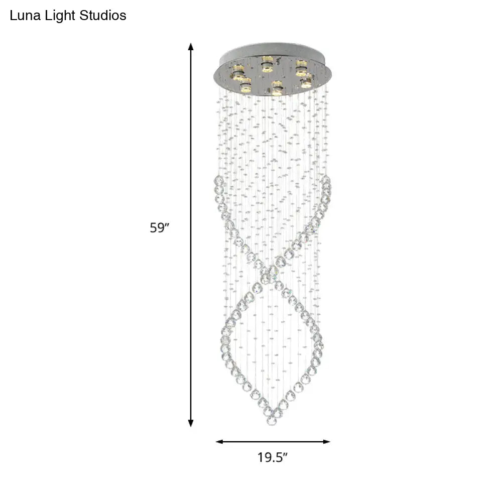 Modern Style 6 - Light Nickel Flushmount Crystal Flush Ceiling Light For Corridor - Spiral Design