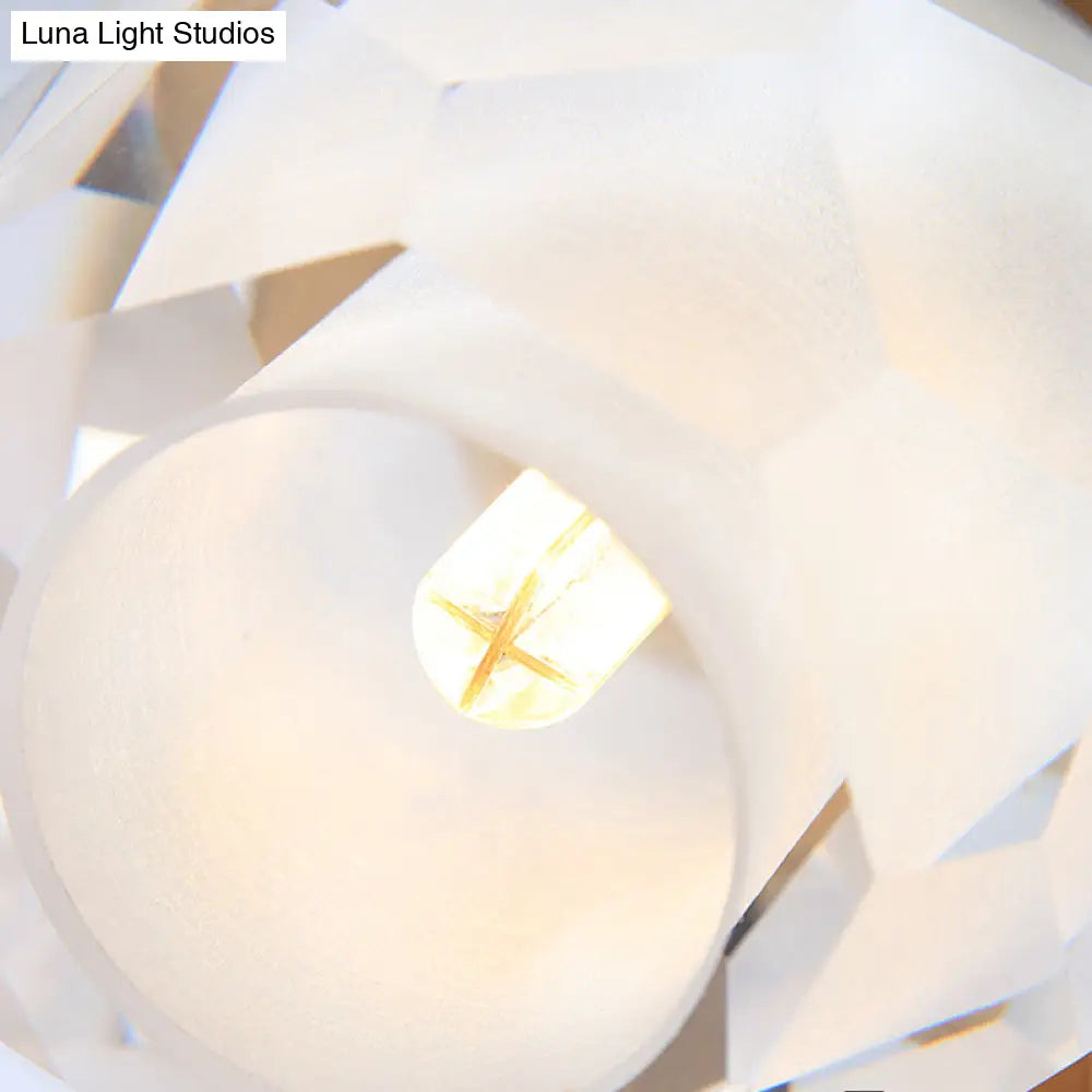 Modern Stylish Clear Glass Wall Lamp With Faceted Globe Shade - Golden Mounted Light For Hallway