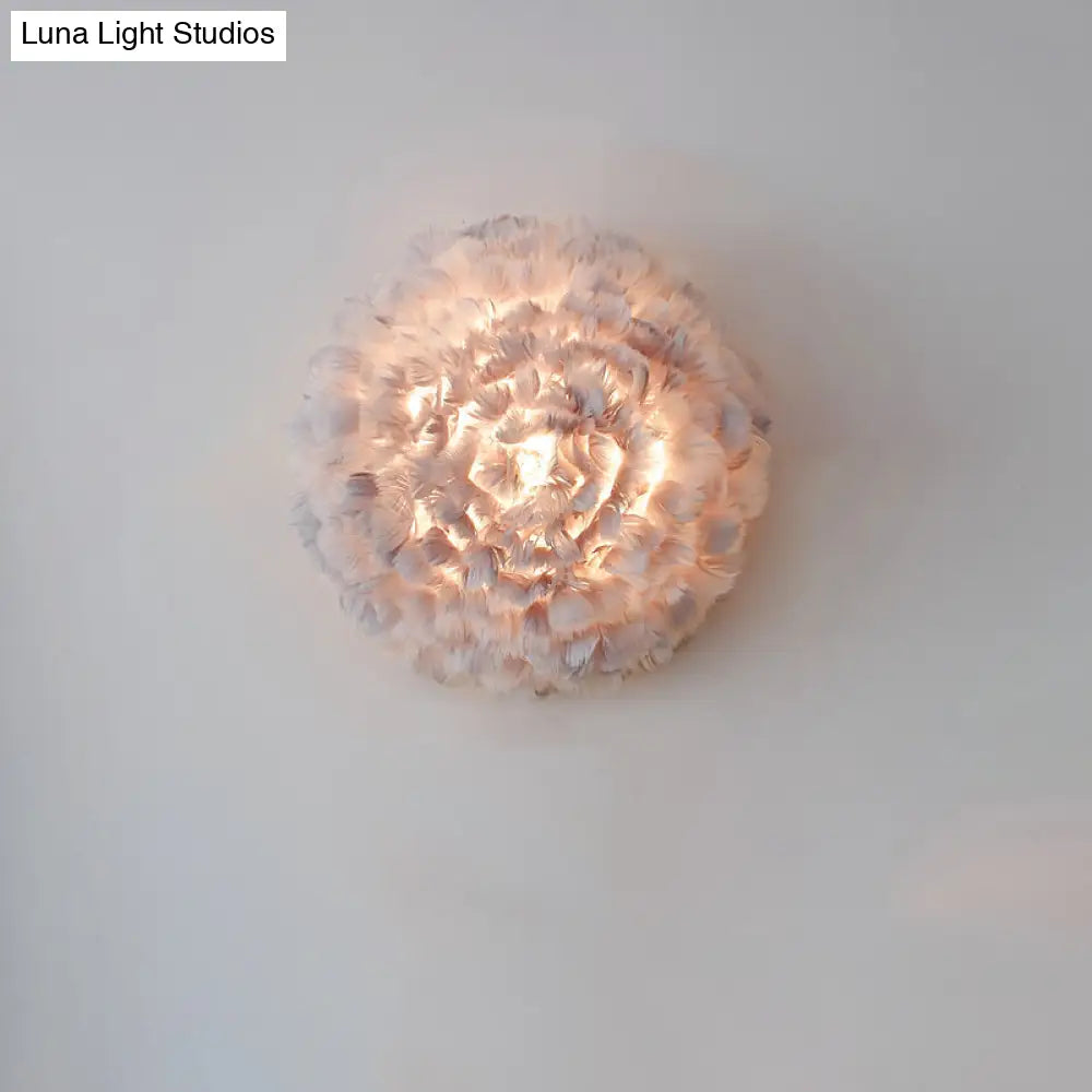 Modern Stylish Feather Wall Light - Blooming Grey/White Sconce Lighting For Sitting Room