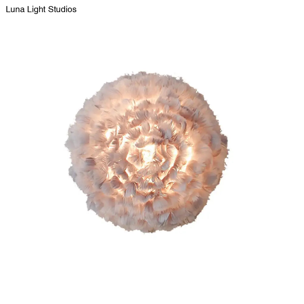 Modern Stylish Feather Wall Light - Blooming Grey/White Sconce Lighting For Sitting Room