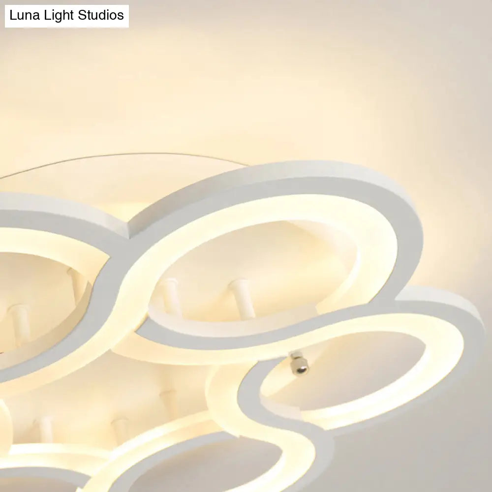 Modern Stylish White Acrylic Led Ceiling Fixture For Hotels - Petal Semi Mount Light