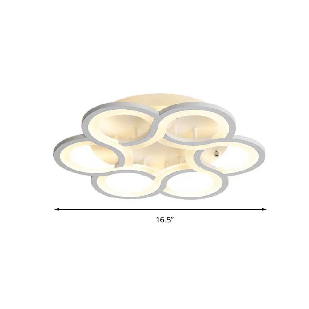 Modern Stylish White Acrylic Led Ceiling Fixture For Hotels - Petal Semi Mount Light