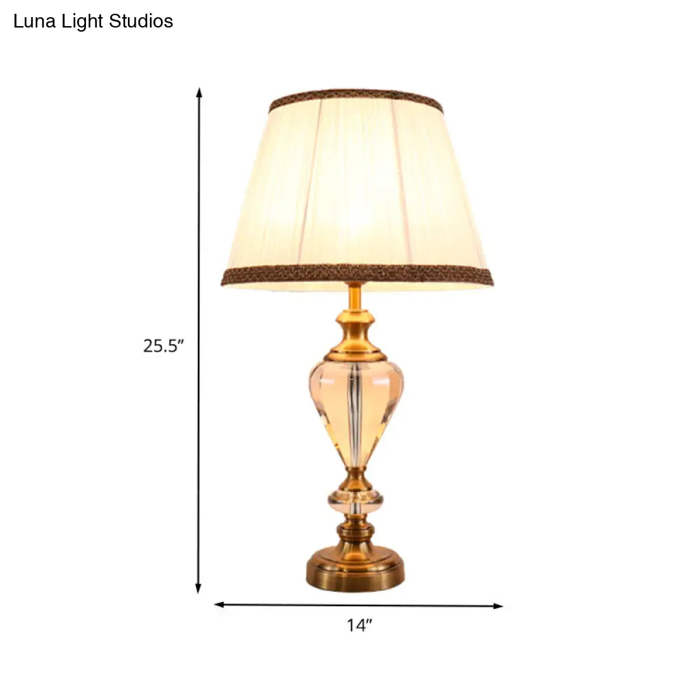 Modern Teardrop Crystal Task Lamp In Beige - Hand-Cut & Adjustable 1-Light Reading Nightlight