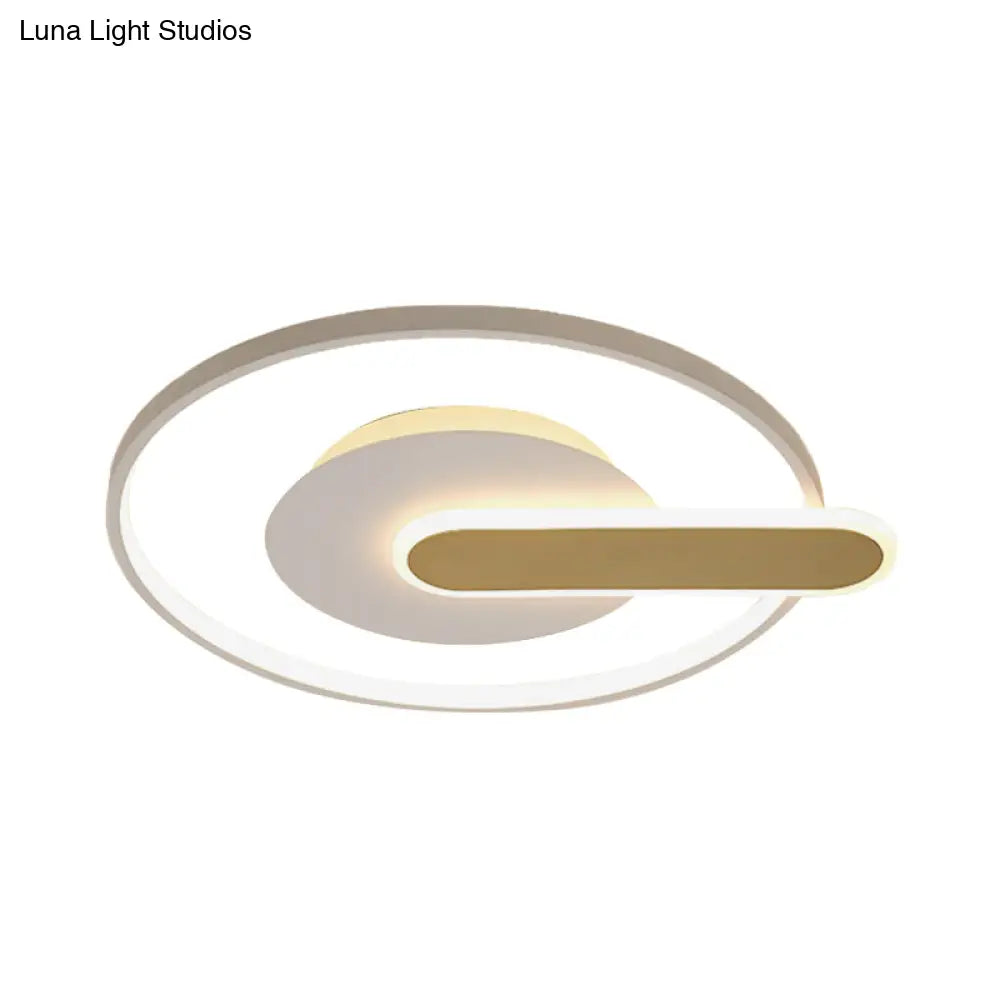Modern Thin Button Ceiling Light: Acrylic Black/White - Gold Led Flush Mount
