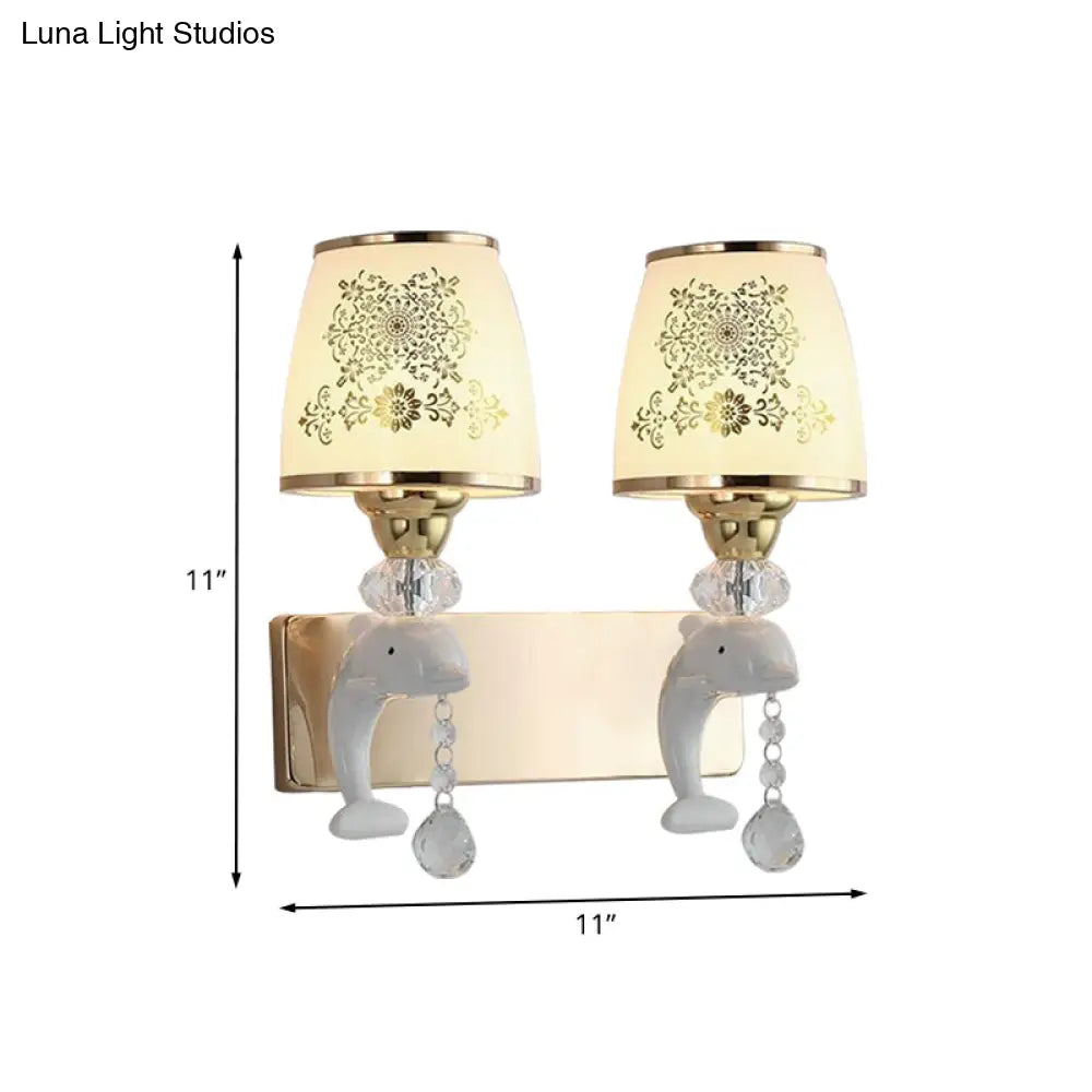 Modern Trapezoid Opal Glass Shade Wall Sconce - Gold Finish 1/2-Light Mount Lamp Fixture
