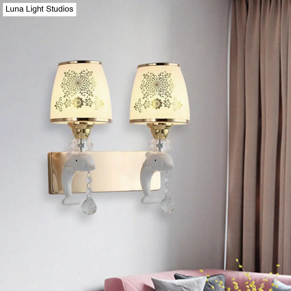 Modern Trapezoid Opal Glass Shade Wall Sconce - Gold Finish 1/2-Light Mount Lamp Fixture
