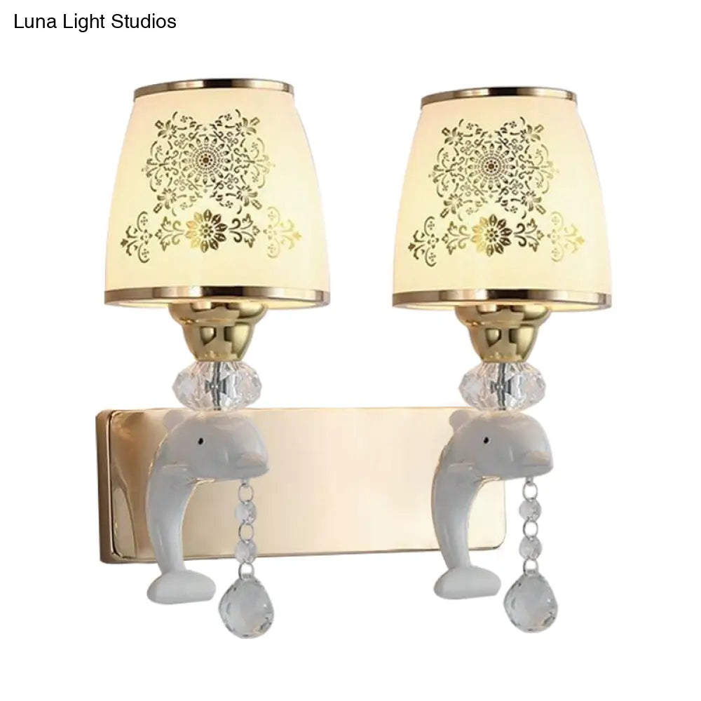 Modern Trapezoid Opal Glass Shade Wall Sconce - Gold Finish 1/2-Light Mount Lamp Fixture