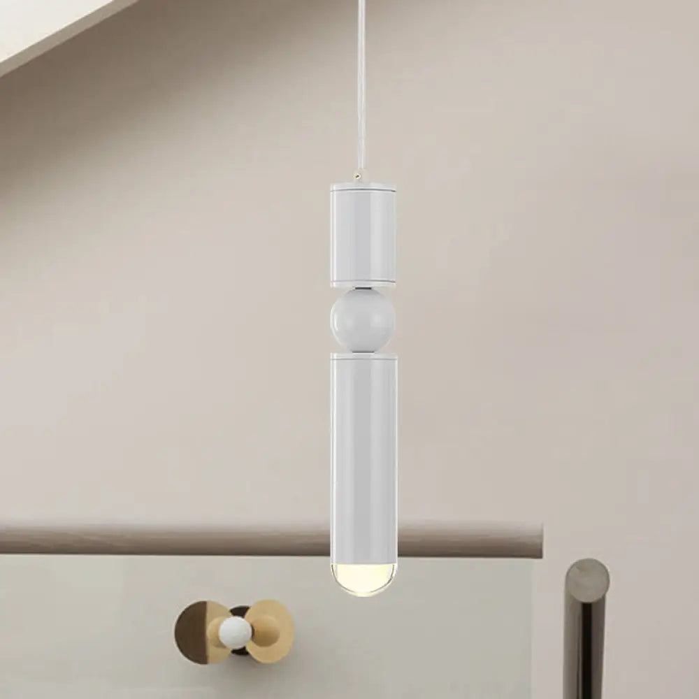 Modern Tube Hanging Light - Metal Black/White/Brass Led Suspension Pendant In Warm Ideal For Dining