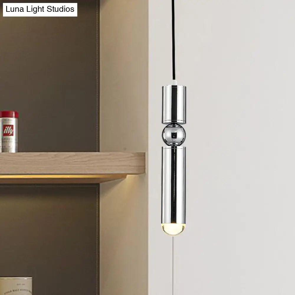 Modern Tube Hanging Light - Metal Black/White/Brass Led Suspension Pendant In Warm Ideal For Dining
