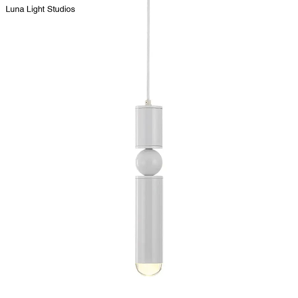Modern Tube Hanging Light - Metal Black/White/Brass Led Suspension Pendant In Warm Ideal For Dining