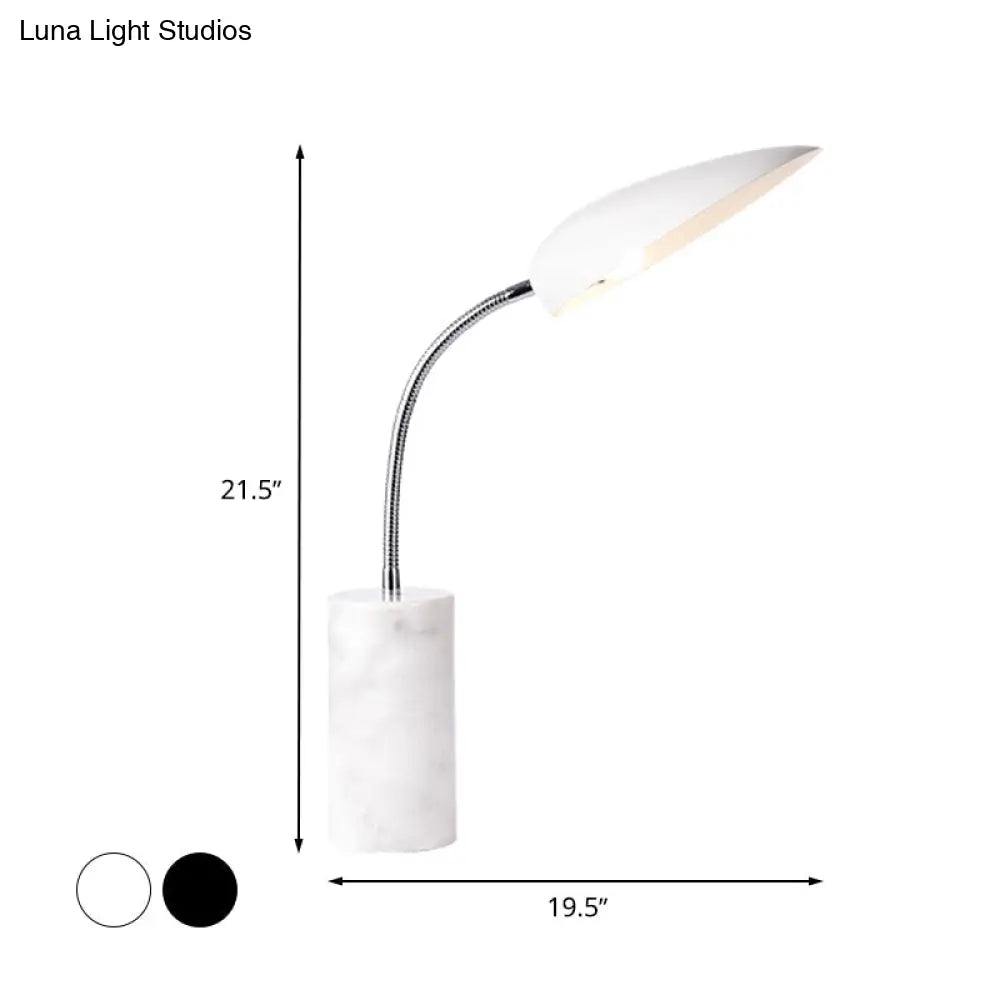 Modern White/Black Finish Led Table Lamp For Study Room - Sharp Tongue Metal Book Light