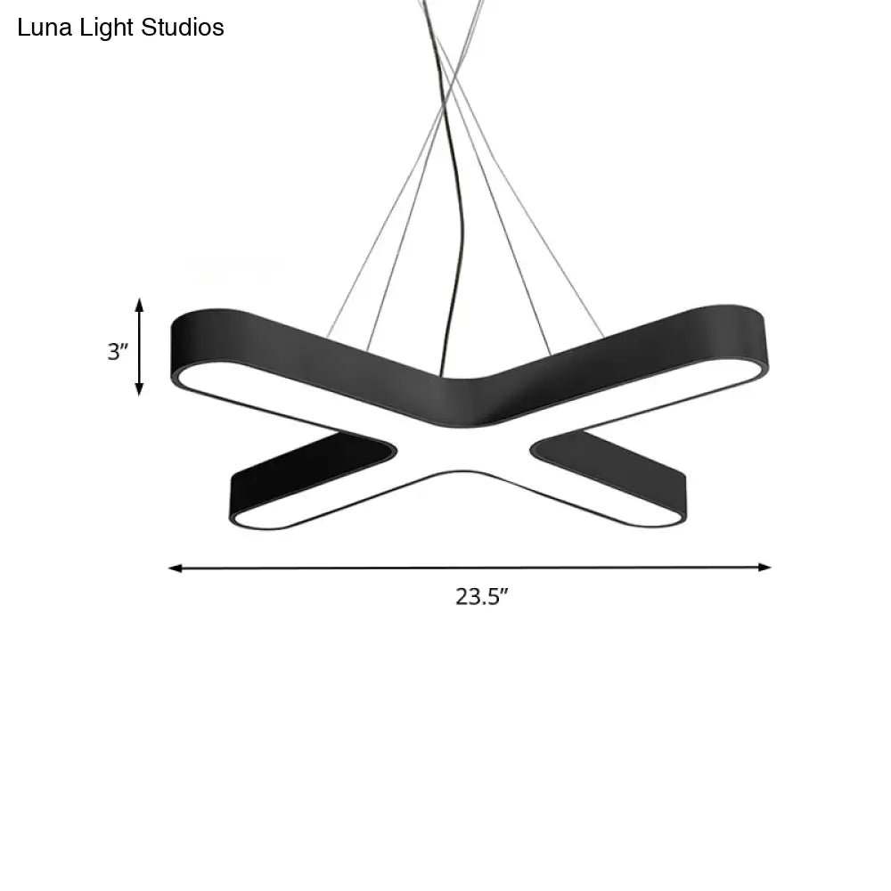 Modern White/Black/Gold Cross Hanging Lamp - 23.5’’/35.5’’ Wide Led Pendant Light With