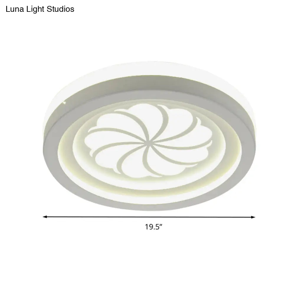 Modern White Circle Shade Ceiling Light - Acrylic Flush Mount For Hallway