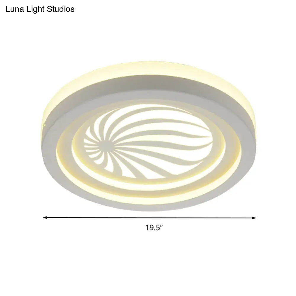 Modern White Circle Shade Ceiling Light - Acrylic Flush Mount For Hallway