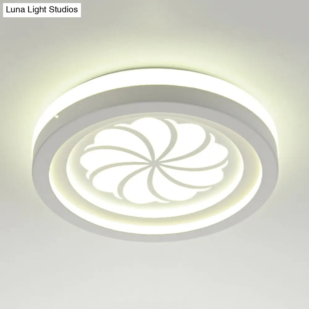 Modern White Circle Shade Ceiling Light - Acrylic Flush Mount For Hallway