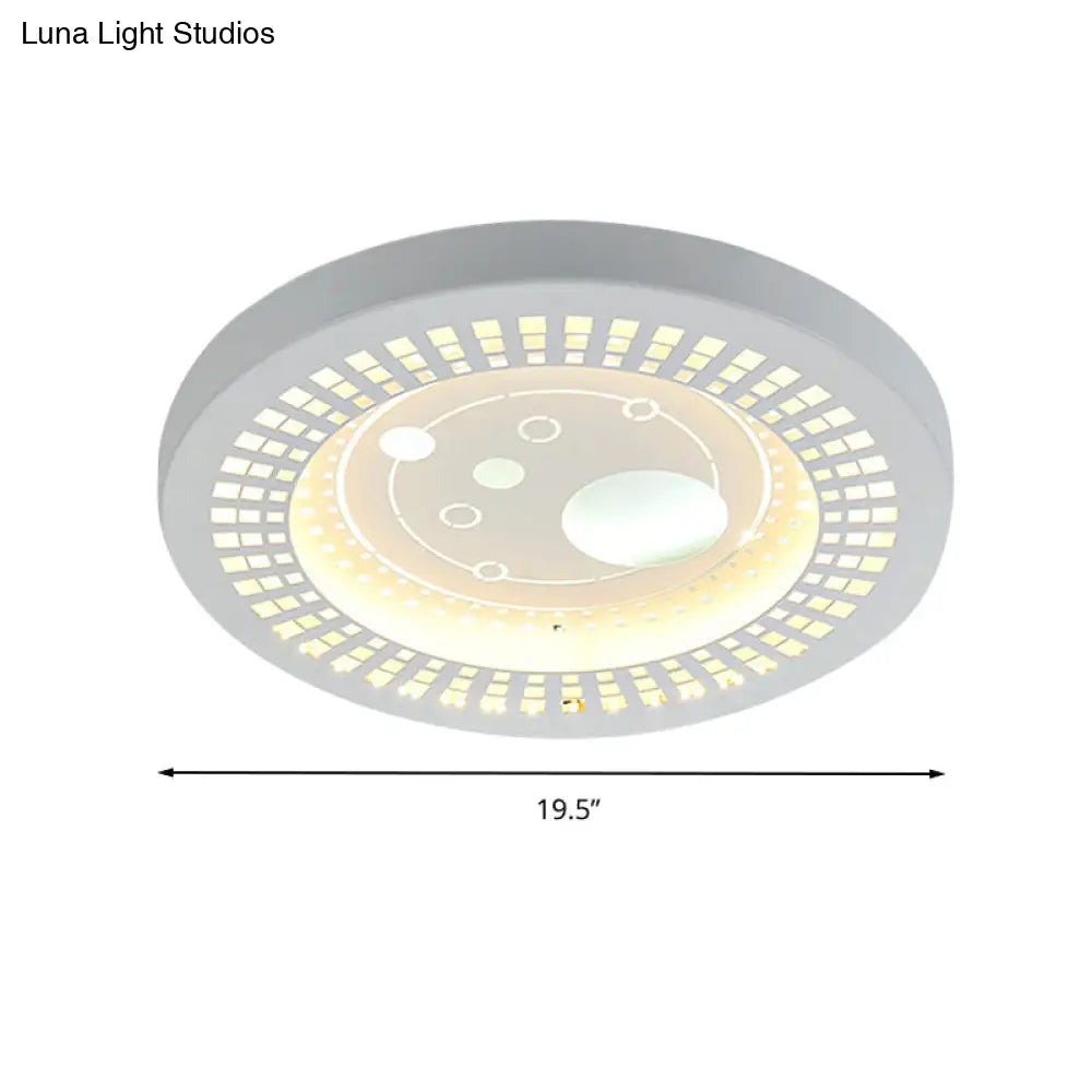 Modern White Circle Shade Ceiling Light - Acrylic Flush Mount For Hallway