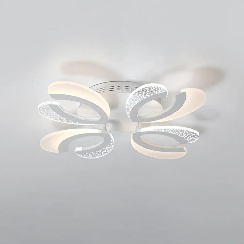 Modern White Coral Led Ceiling Lamp With Acrylic Shade - Stylish Semi Flush Light (4/6/12 Lights