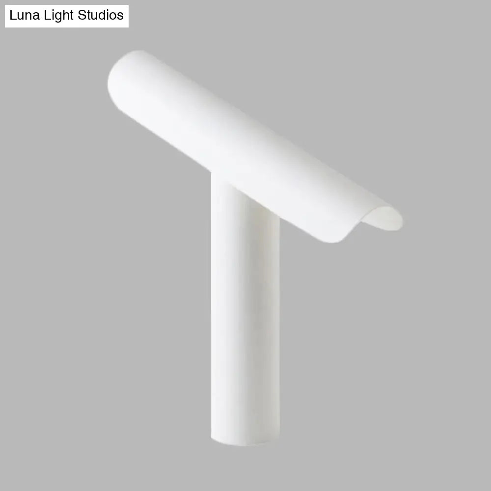 Modern White Finish Cheese Night Table Lamp With Led Iron Desk Light And Plug-In Cord