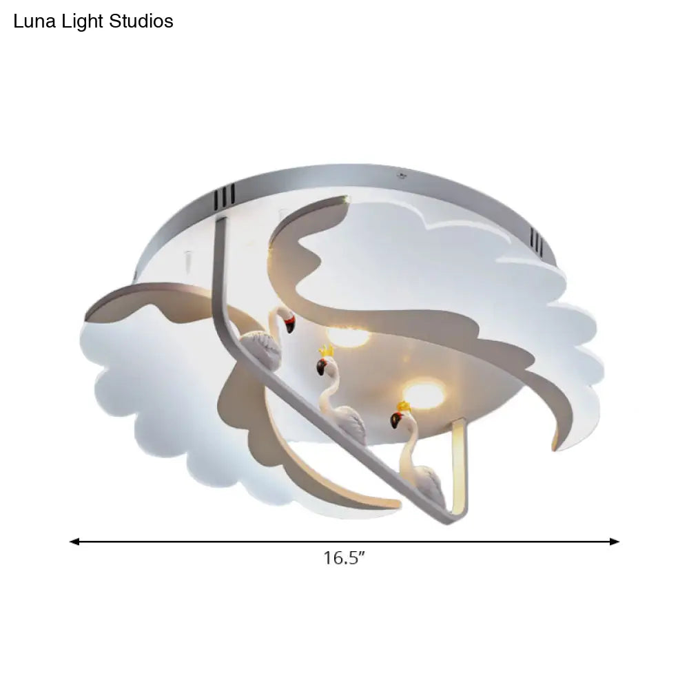 Modern White Flush Mount Led Ceiling Light With Bird Design For Adult Bedroom
