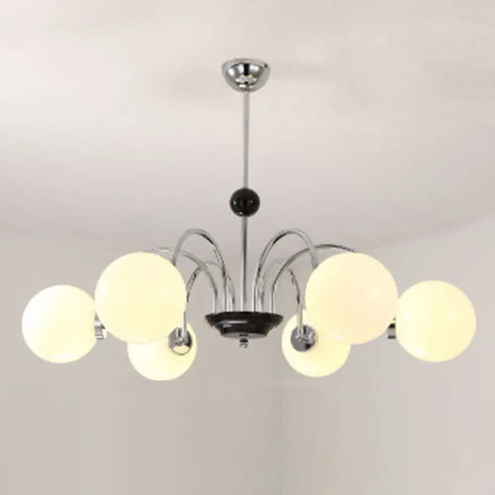 Modern White Glass Chandelier For Bedroom Lighting 8 / Silver