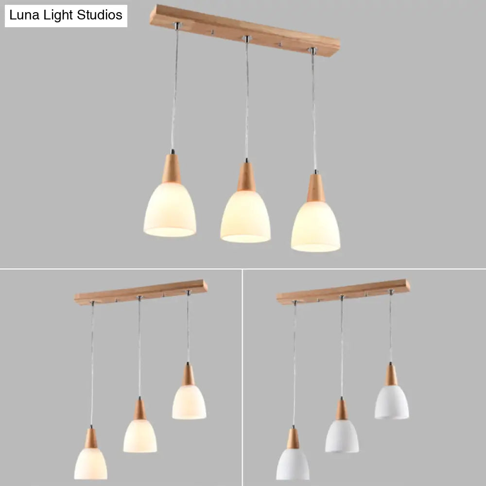 Modern White Glass Cone Pendant Ceiling Lights For Restaurants - Hanging Lighting