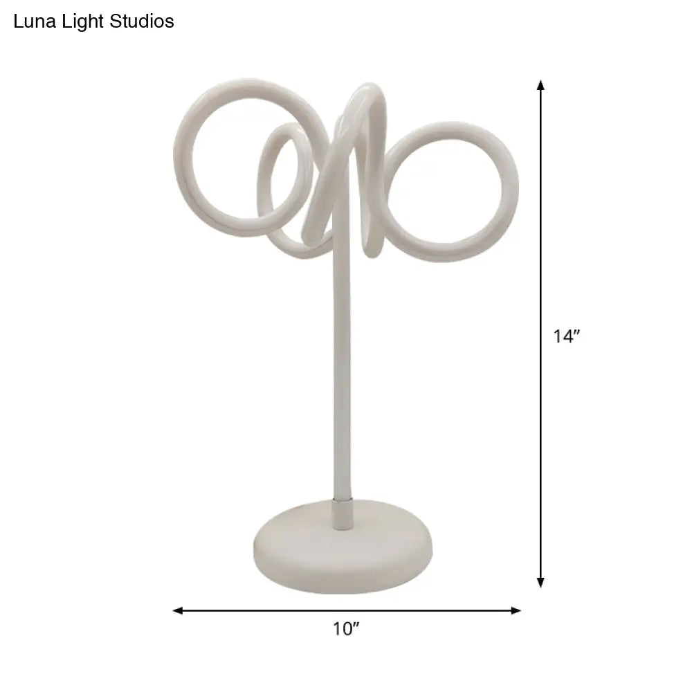 Modern White Led Bedside Table Lamp With Twist Acrylic Shade: Warm/White Light