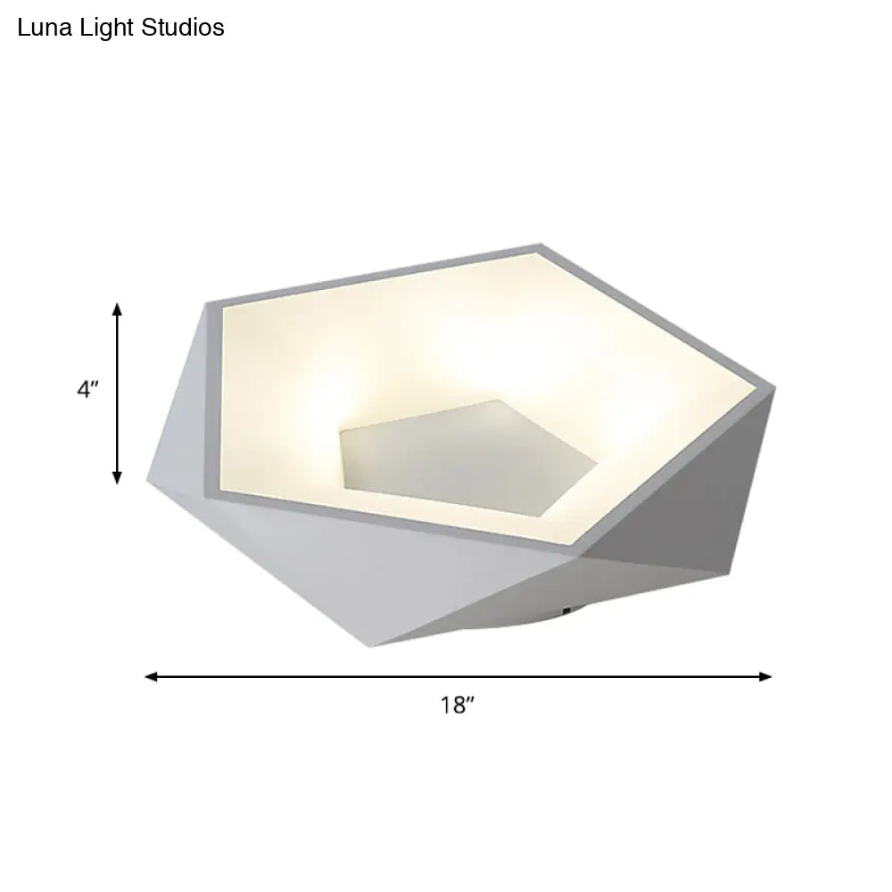 Modern White Led Ceiling Flush Light With Acrylic Diffuser White/Warm 18’/21.5’ Wide