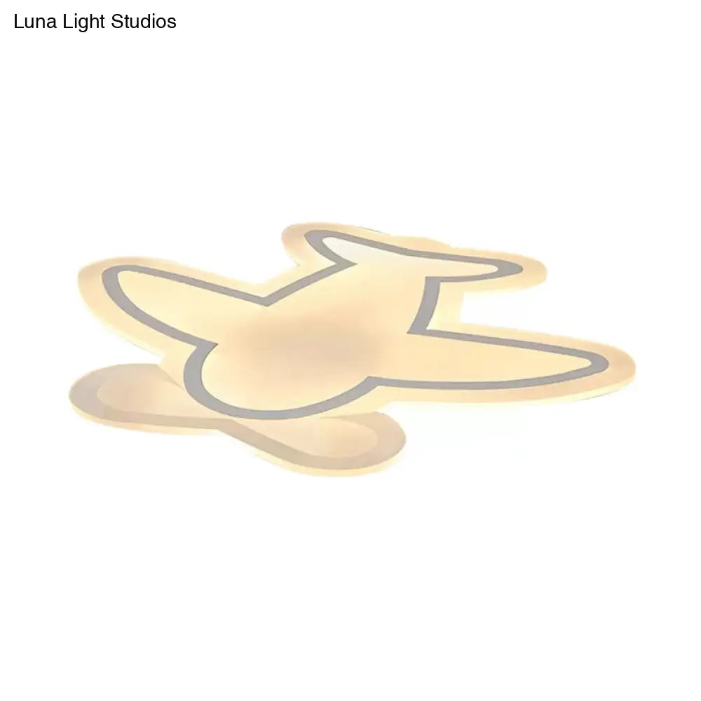 Modern White Propeller Plane Acrylic Led Ceiling Lamp For Nursing Room - Mount Light