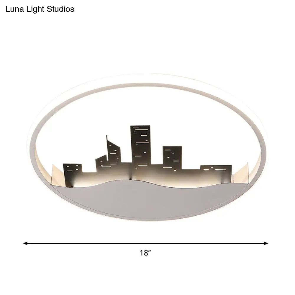 Modern White Round Led Acrylic Flush Mount Light Fixture With Warm/White Lighting