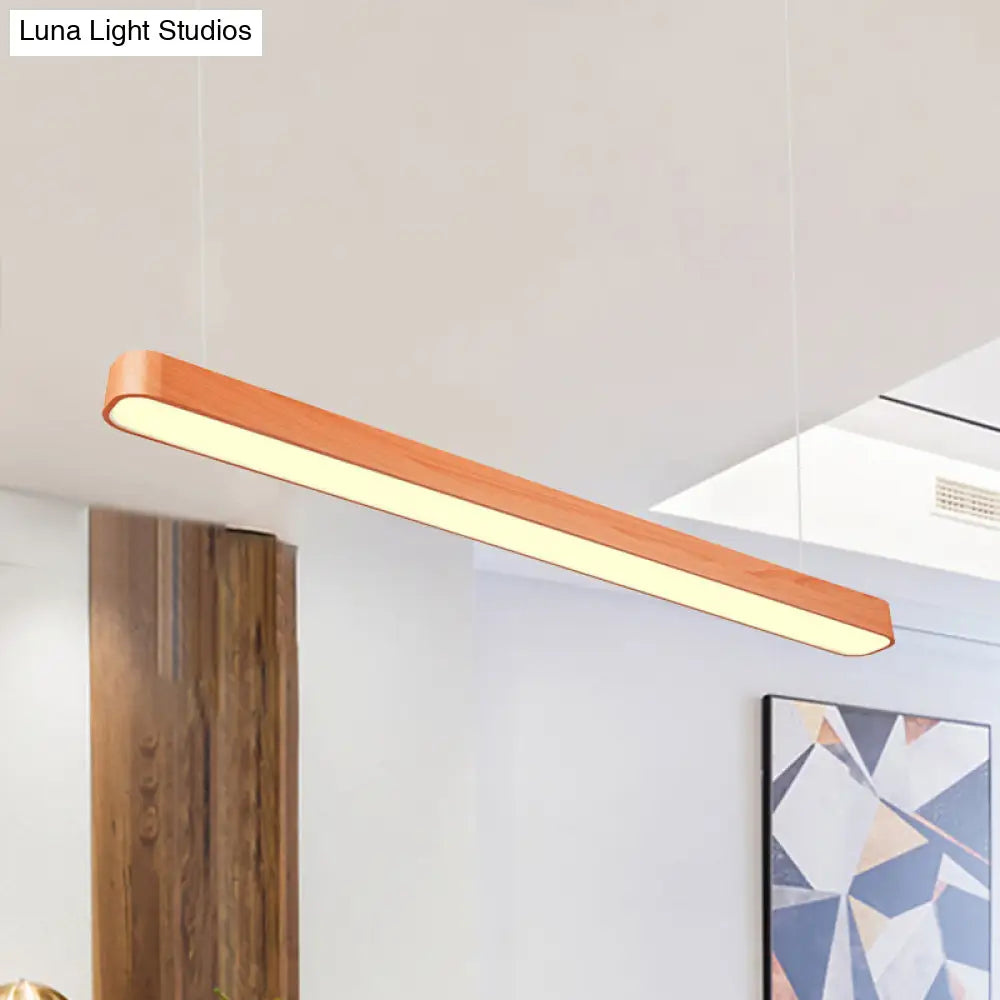 Modern Led Oval Pendant Light - Wood Deep Grain/Light Grain White/Warm/Natural 4/8/12 Wide Dark / 4