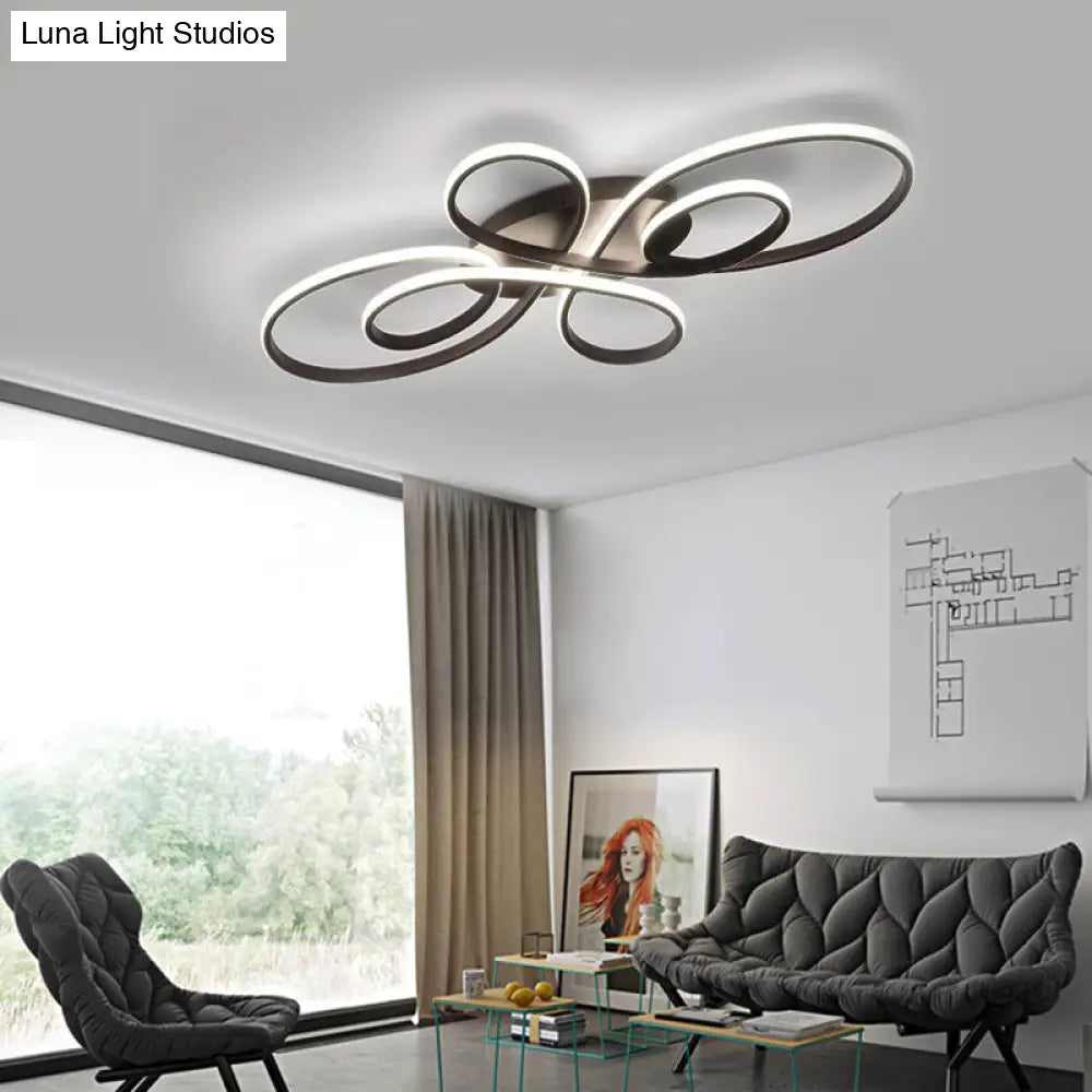 Modernist Acrylic Flower Flush Mount Ceiling Light Fixture - White/Coffee Led 23.5’/31.5’/39