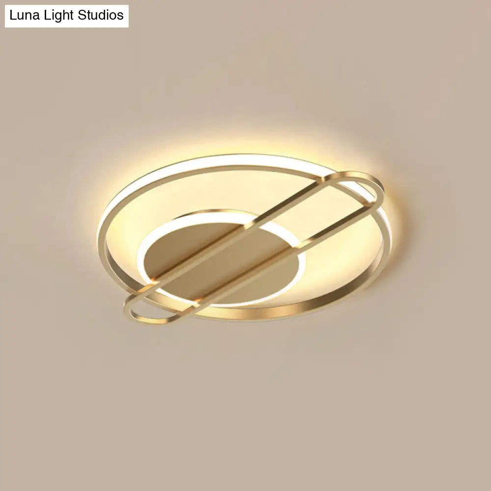 Modernist Circle Thin Flush Mount Led Ceiling Light Fixture - Black/Gold/White 16.5’/20.5’ Wide