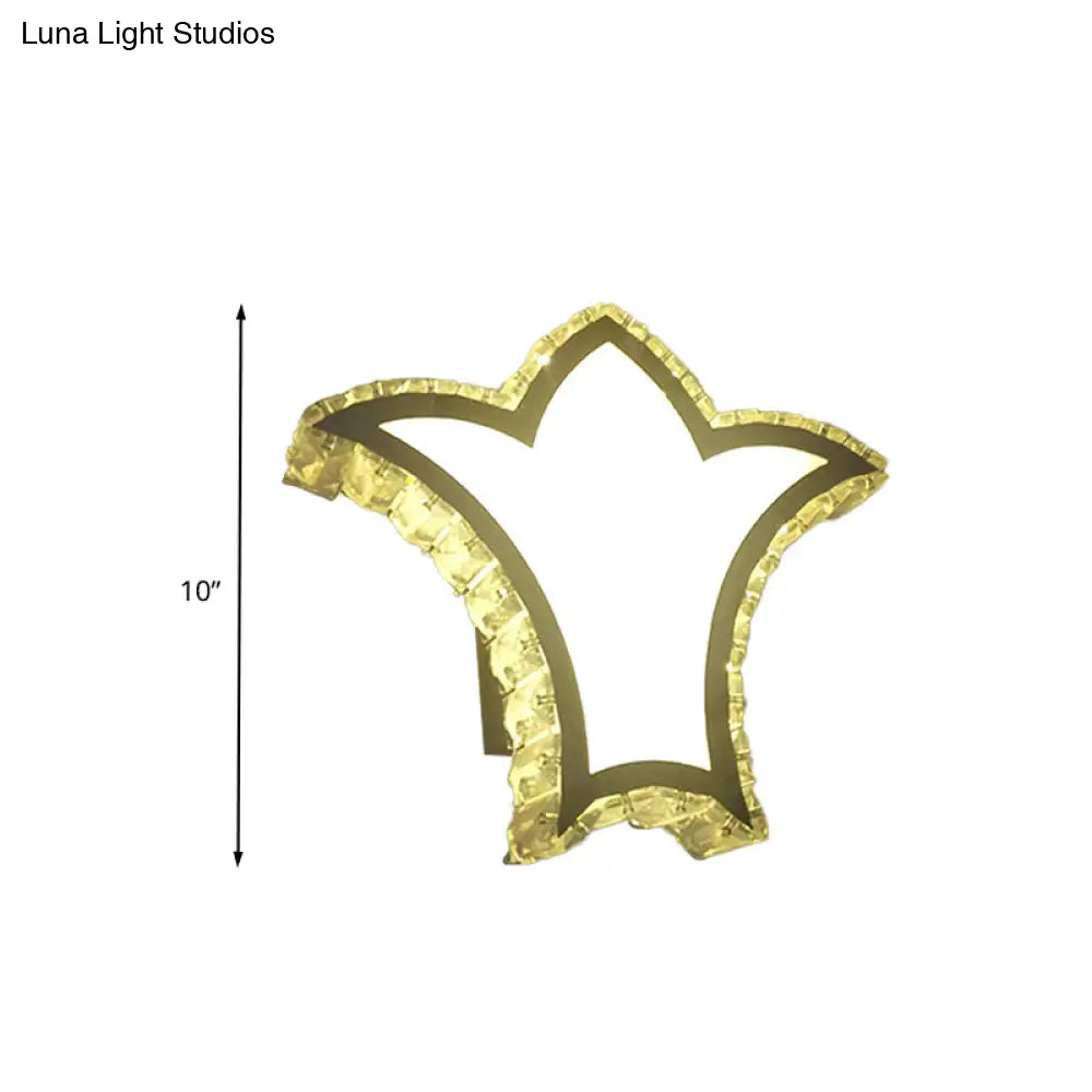 Modernist Crown Wall Light With Clear K9 Crystal And Led In White/Warm/2 Color
