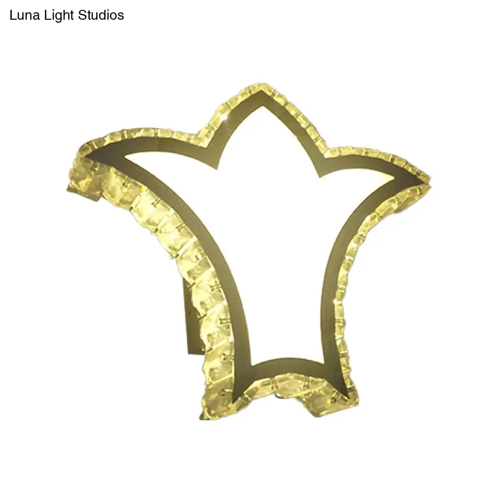 Modernist Crown Wall Light With Clear K9 Crystal And Led In White/Warm/2 Color