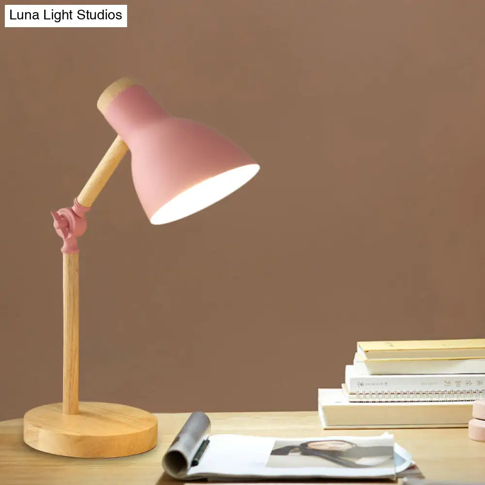 Modernist Domed Metal Desk Light - Rotatable Reading Lamp For Study Room In White/Pink/Yellow And
