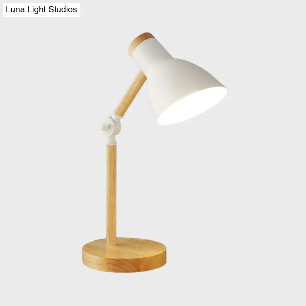 Modernist Domed Metal Desk Light - Rotatable Reading Lamp For Study Room In White/Pink/Yellow And