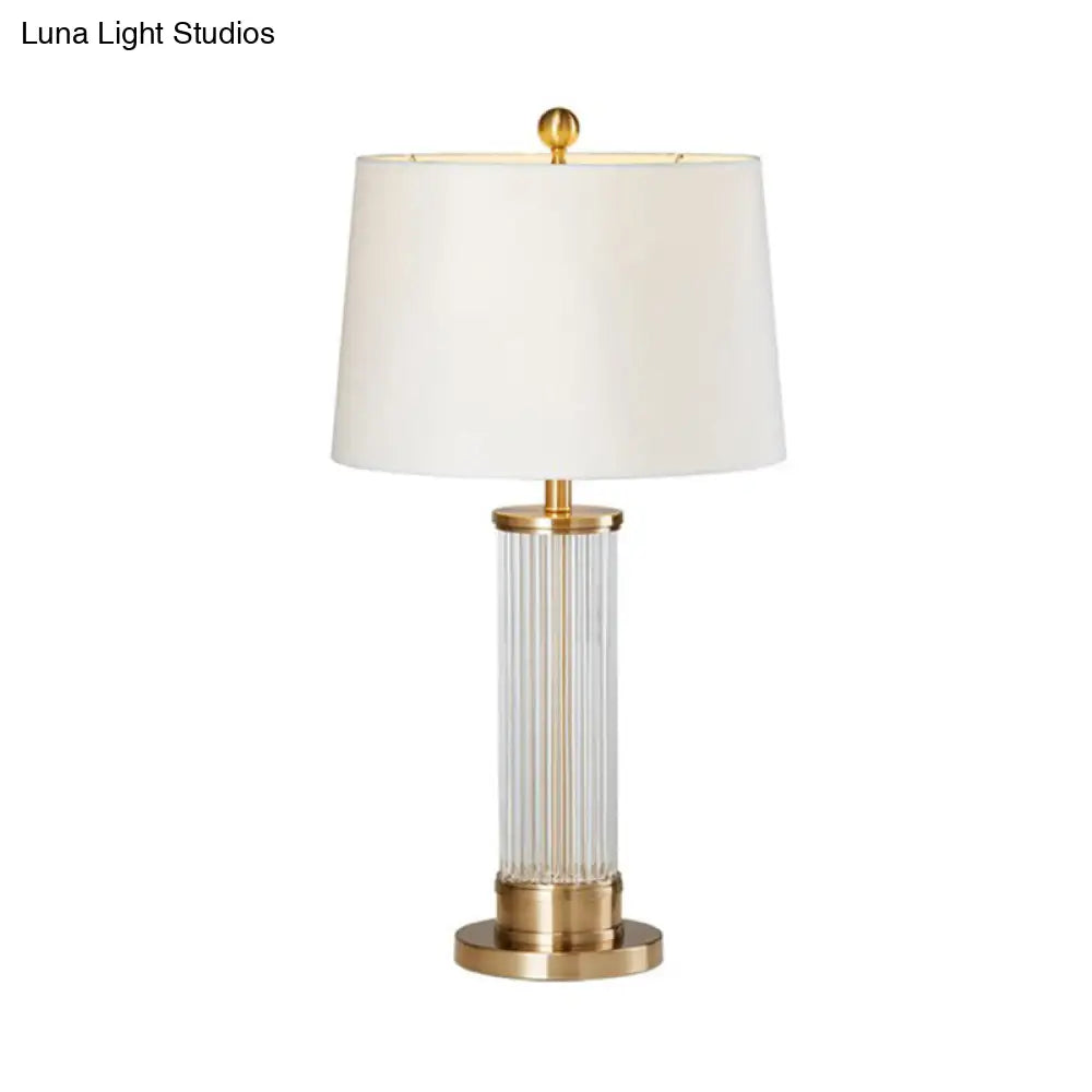 Modernist Gold Desk Lamp With Beveled Crystal Shade - Small 1 Bulb Task Lighting