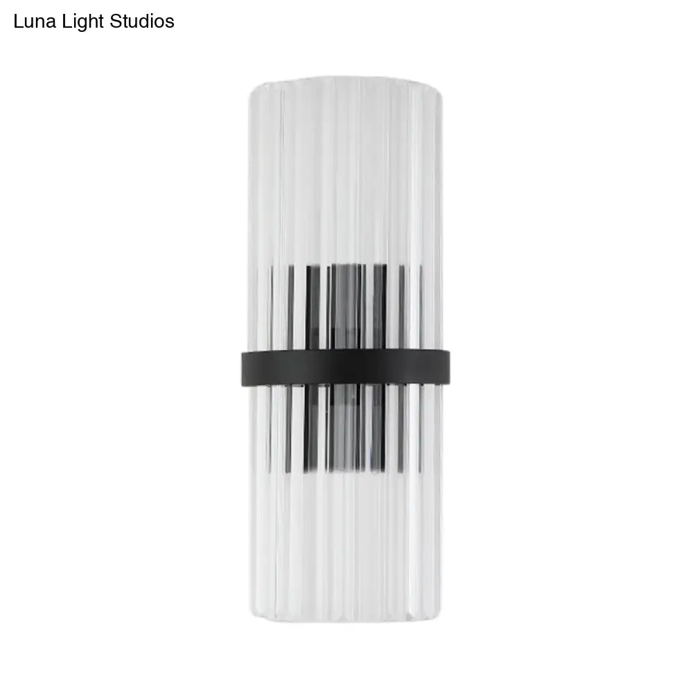 Modernist Half-Light Pipe Wall Sconce Lamp: Metal & Crystal Black Finish Perfect For Dining Room