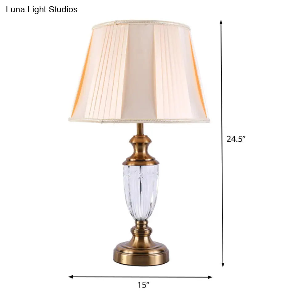 Modernist Hand-Cut Crystal Urn Task Light With 1 Head Beige Finish