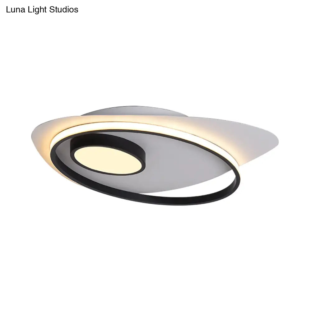 Modernist Led Acrylic Oval Flush Mount Light - Black/White Ceiling Lamp Fixture 18’/21.5’/27’