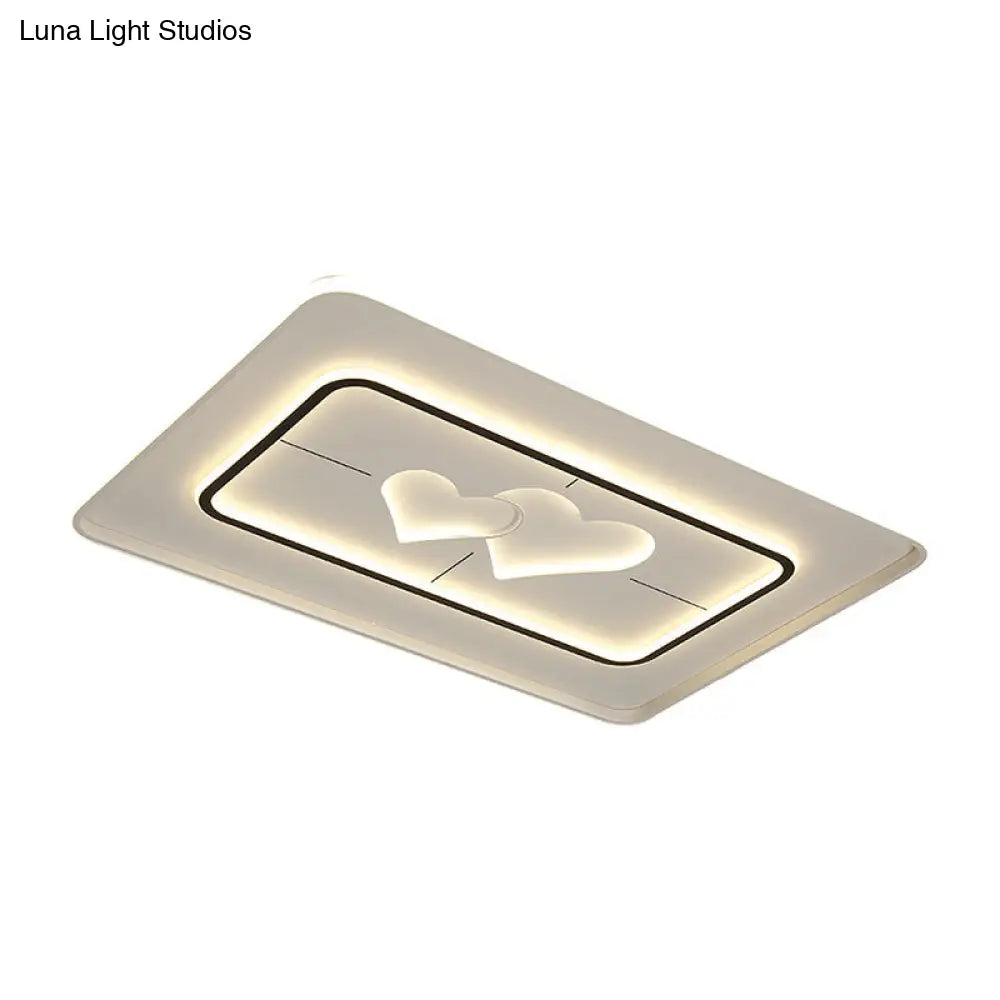 Modernist Led Flush Mount Lamp In White - Round/Square/Rectangle Design Warm/White Light