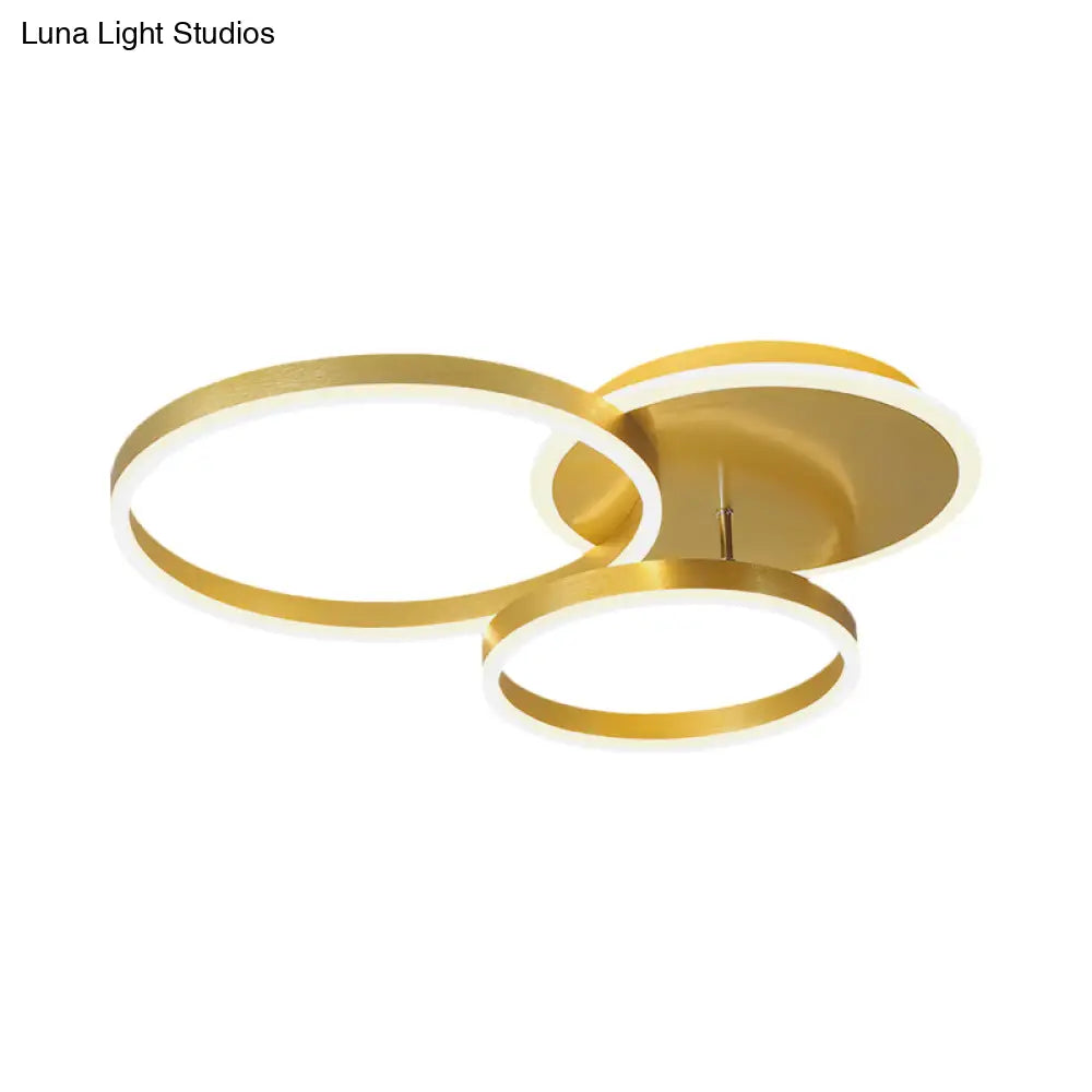 Modernist Led Flushmount Gold Hoop Ceiling Light Acrylic Shade Warm/White – 2/3/5-Head