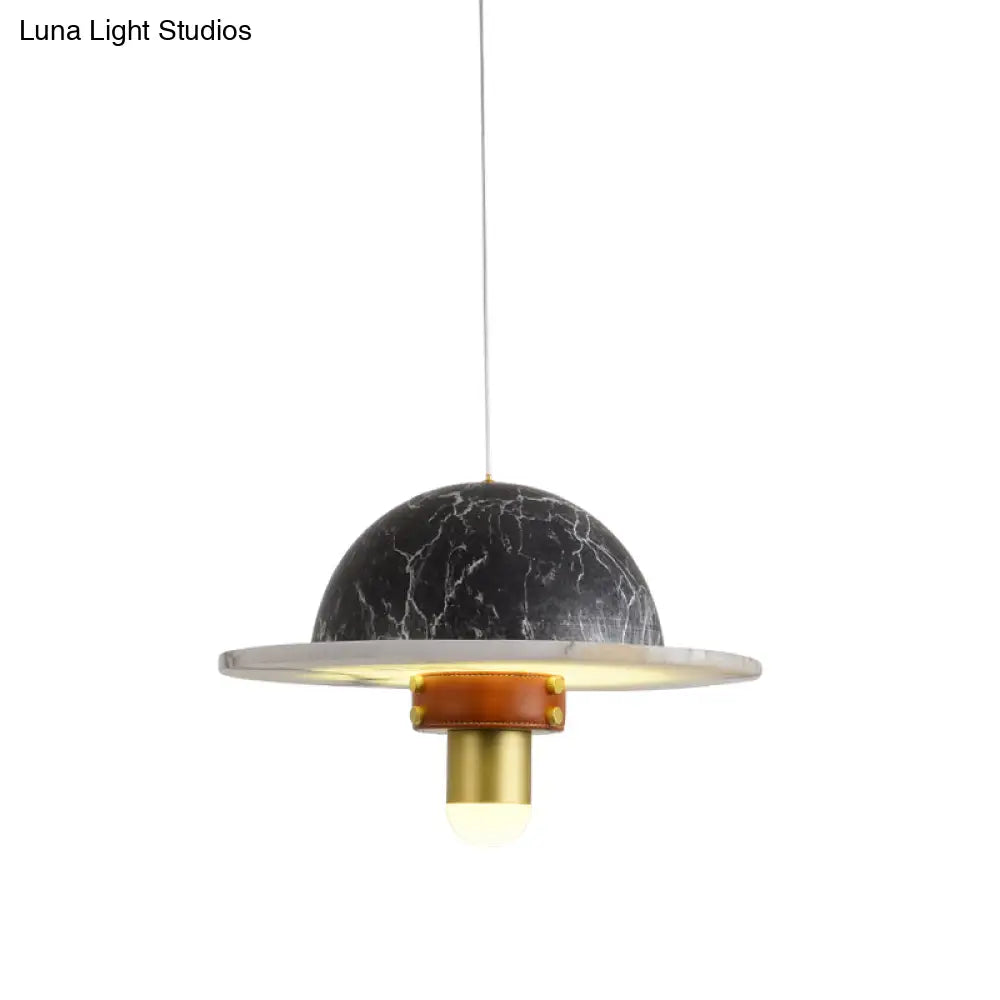 Modernist Led Marble Airship Pendant Ceiling Light - Black Ideal For Bedrooms