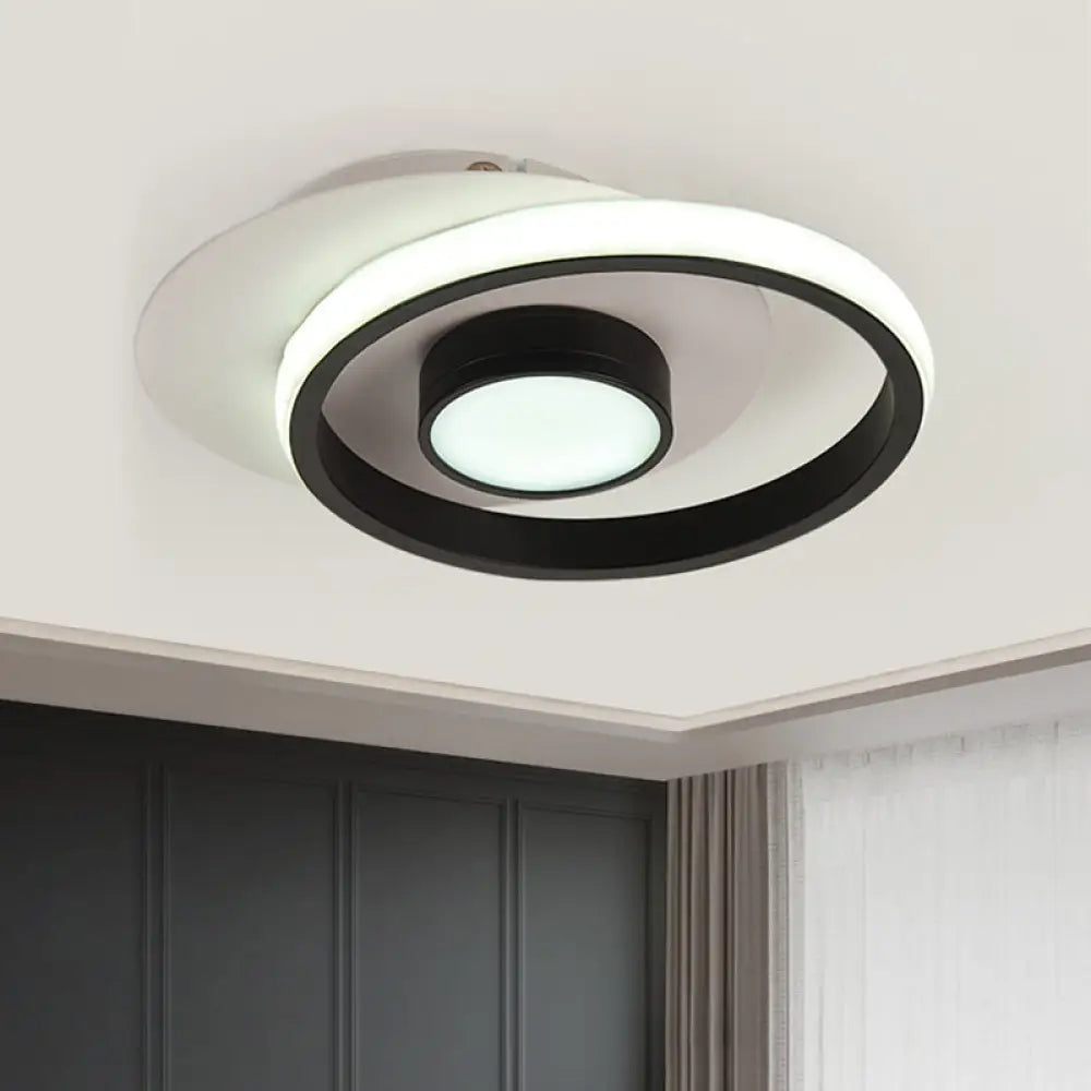 Modernist Metallic Gold/Black - White Led Flush Mount Lamp For Corridor - Warm/White Light Black -